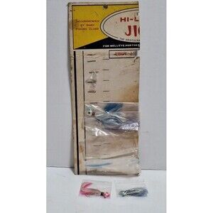 VINTAGE HI-LAND JIGS THE ARISTOCRATS FISHING LURE DISPLAY & 4 PC. NEW OLD STOCK